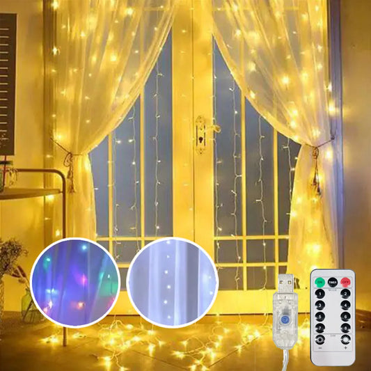 USB Curtain String Lights 8 Modes Fairy Light Christmas Halloween Garland Holiday Led Light Wedding Party Home Bedroom Decor