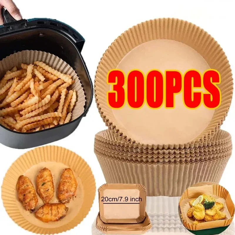 50pcs Air Fryer Grease Absorbent  For Household Baking Pans With Thickened Silicone Paper Pads