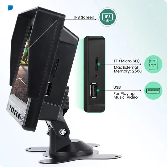 7 Inch 2 Channel Blind Spot Detection DVR Recorder Monitor With 2 PCS AHD 1080P Parking Camera BSD Alarm System for Truck Bus