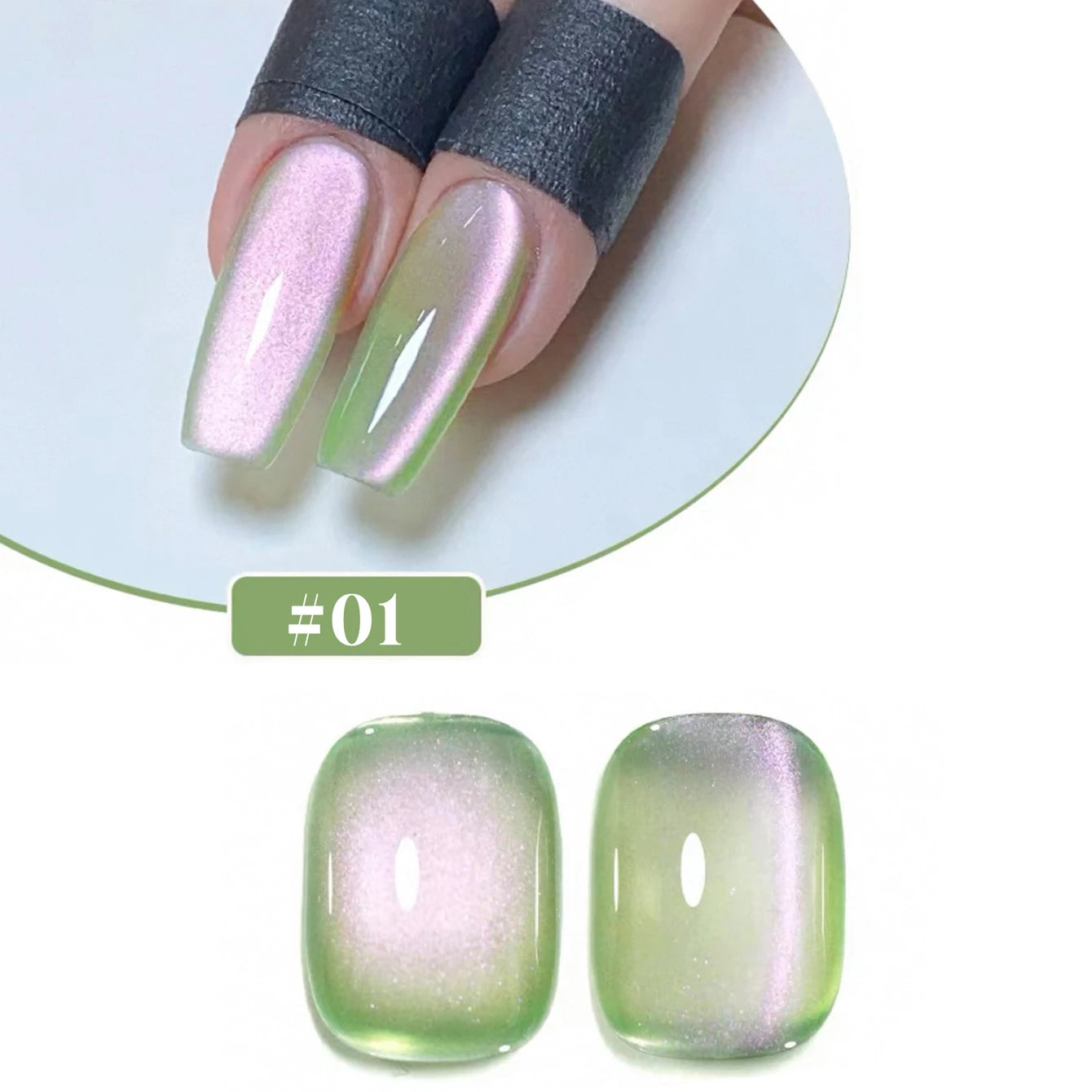 1/6PCS SS25 Cat Eye Gel Polish w/Glass Beads & Crystal, 5 Colors Salon DIY Nail Supplies Kit for Pro Nails Manicure