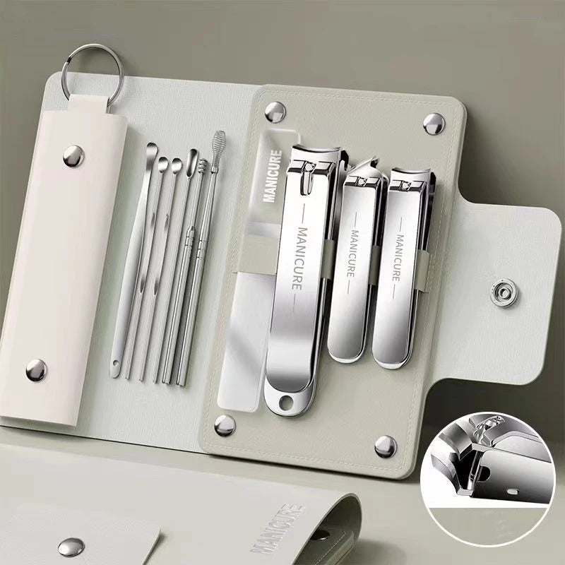 6-9 Pcs Manicure Set With Leather Case Professional Foot And Face Care Tool Kits Stainless Steel Nail Clipper Sets Gift