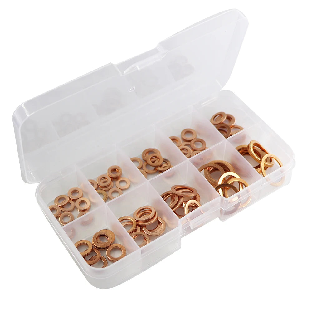 300/280/200/100Pcs Washer Copper Sealing Solid Gasket Washer Sump Plug Oil For Boat Crush Flat Seal Ring Tool 300/280/200/100Pcs