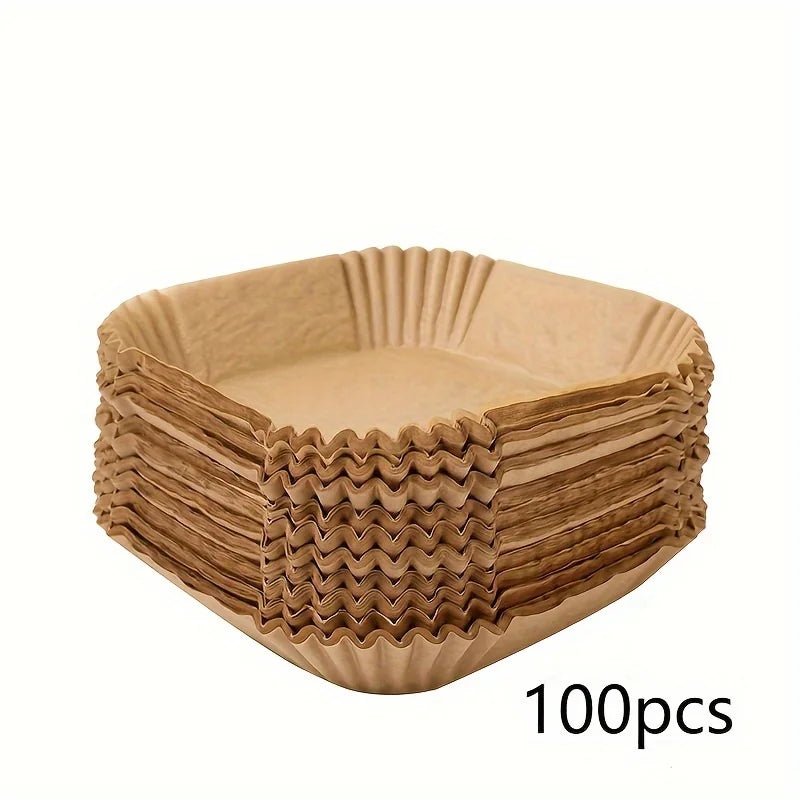 50Pcs/100 Pcs Disposable Air Fryer Paper, Baking Paper Bowl, Oven Paper Liner/Oil-Proof Non-Stick, Heat Resistant
