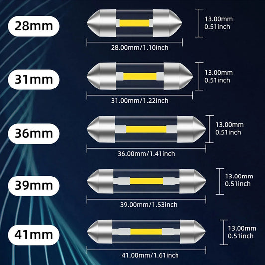 2PCS C10W C5W LED Interior Car Light Festoon 31mm 36mm 39mm 41mm COB LED Reading Dome Lights Trunk Lighting License Plate Lamp