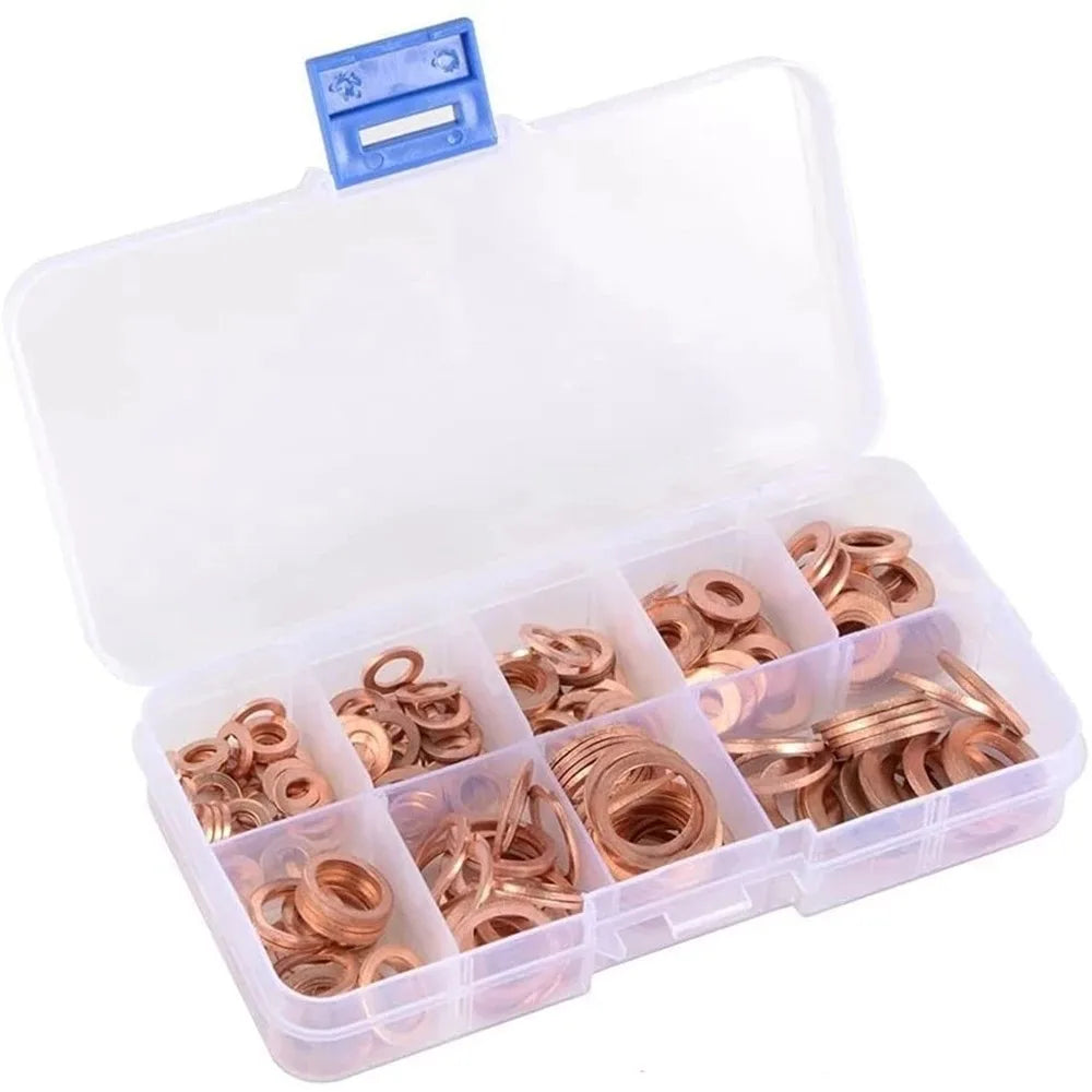 300/280/200/100Pcs Washer Copper Sealing Solid Gasket Washer Sump Plug Oil For Boat Crush Flat Seal Ring Tool 300/280/200/100Pcs